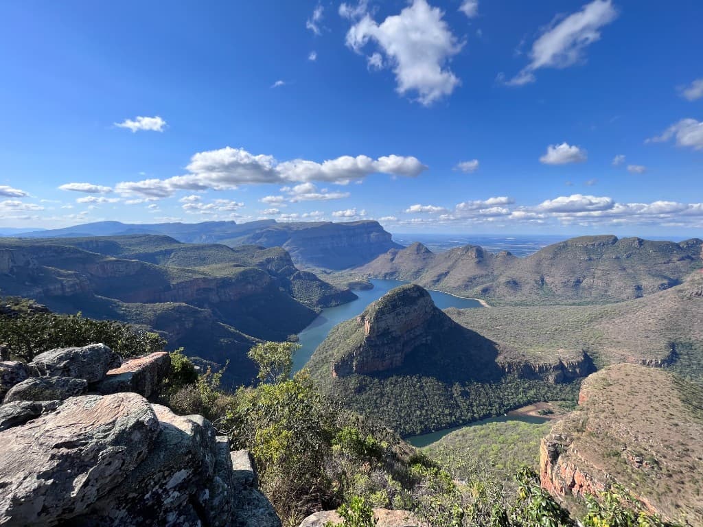 Scenic view of the South African landscape with mountains, river, and canyon